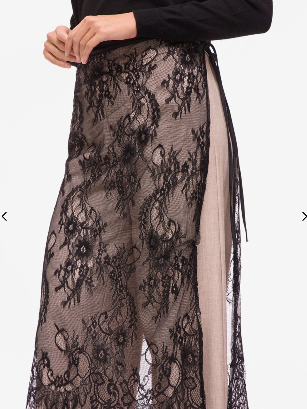 Sheer Black Lace Overlay Maxi Skirt